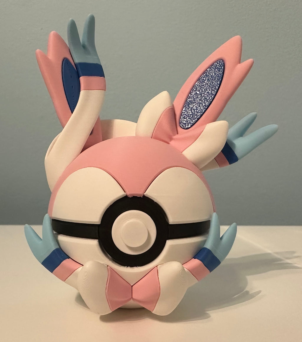 Sylveon Inspired Character Ball: Custom 3D Printed Collectible